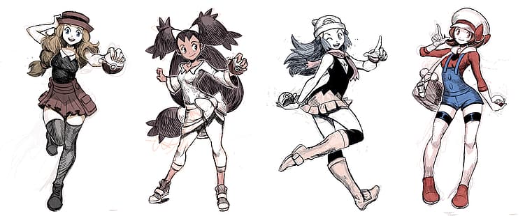  Pokémon, Dawn (Pokemon), Iris (Pokemon), Serena (Pokemon), Lyra (Pokemon), HD wallpaper HD wallpaper