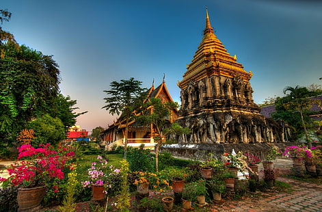 Kuil, Wat Chiang Man, Chiang Mai, Kuil, Thailand, Wallpaper HD HD wallpaper