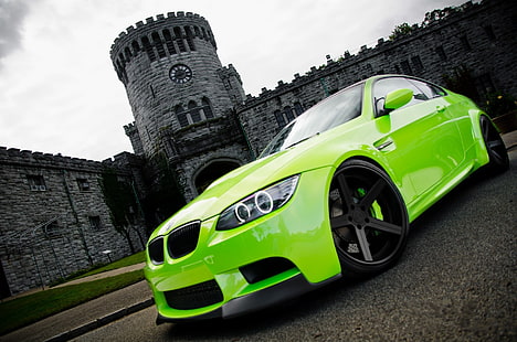 green BMW coupe, BMW, BMW M3, green cars, HD wallpaper HD wallpaper