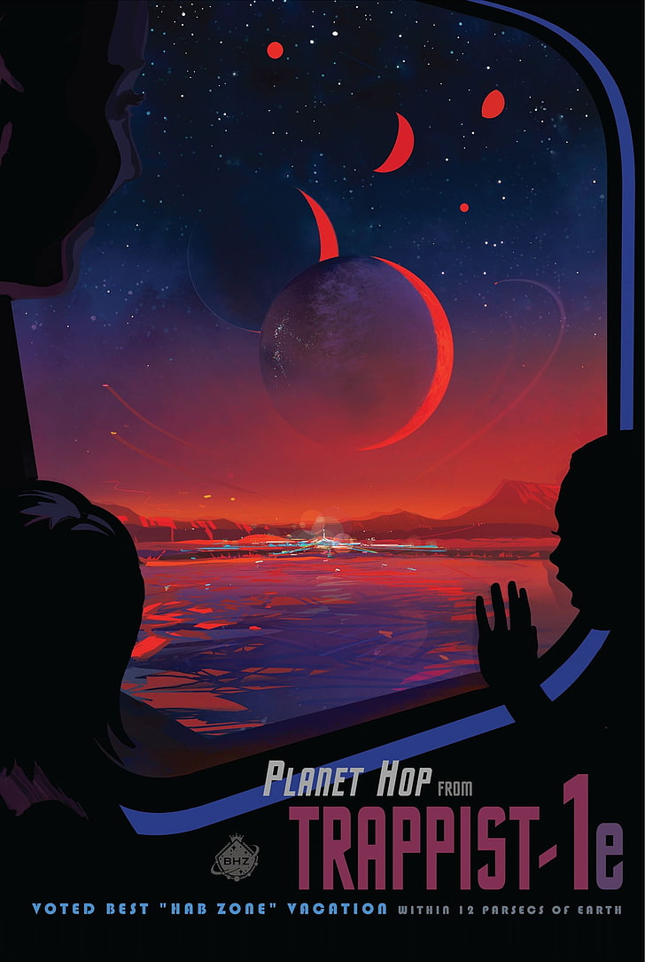 pianeta, spazio, NASA, JPL (Jet Propulsion Laboratory), poster, Trappist-1e, Sfondo HD, sfondo telefono