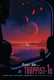planet, rymden, NASA, JPL (Jet Propulsion Laboratory), affisch, Trappist-1e, HD tapet HD wallpaper