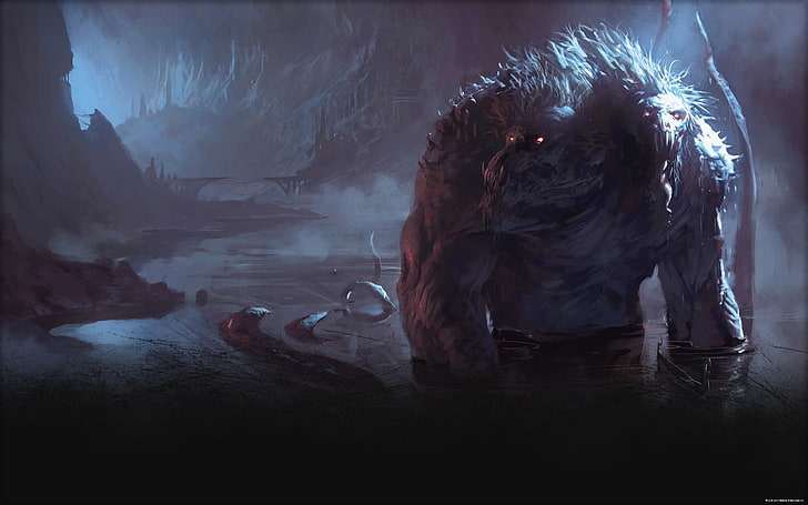 ilustrasi digital monster abu-abu, Dungeons and Dragons, artwork, fantasy art, Wallpaper HD