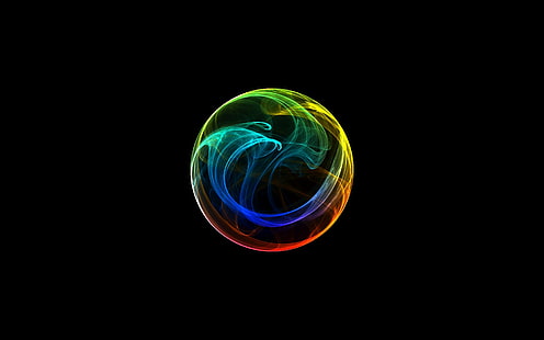 sfondo, nero, cerchi, sfere, arcobaleni, Sfondo HD HD wallpaper