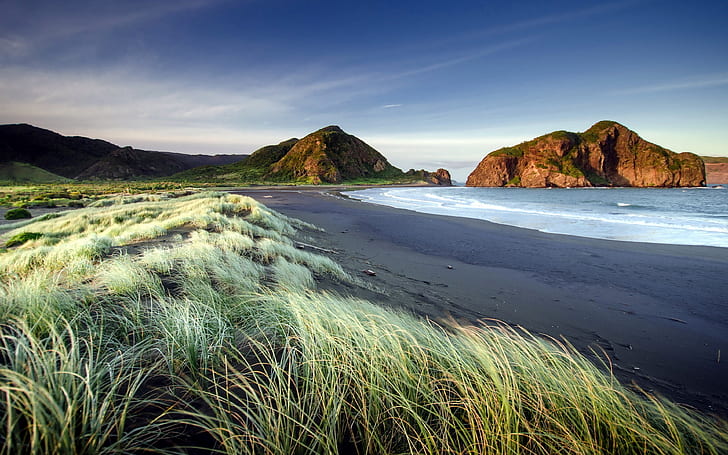 Carta da parati Ultra Hd di autunno della spiaggia di sabbia della costa-baia del mare della Nuova Zelanda 3840 × 2400, Sfondo HD