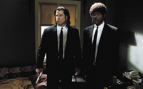 Pulp Fiction, John Travolta och Samuel L Jackson, film, film, HD tapet HD wallpaper