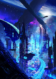 città, futurismo, fantascienza, futuro, fantastico, Sfondo HD HD wallpaper