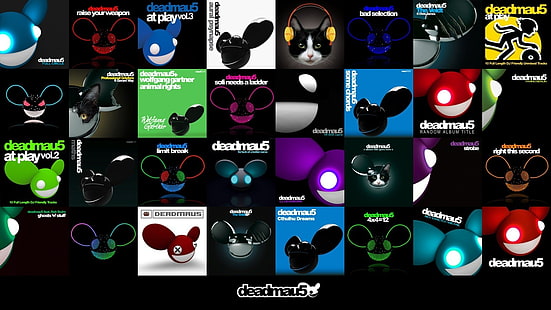assorted-color toy collage, deadmau5, music, DJ, collage, HD wallpaper HD wallpaper
