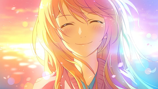 желтоволосый женский персонаж аниме, аниме, аниме девушки, шигацу ва кими но усо, миязоно каори, HD обои HD wallpaper