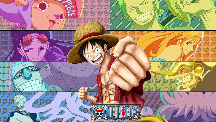 Anime, One Piece, Franky (One Piece), Monkey D. Luffy, Nami (One Piece), Nico Robin, Sanji (One Piece), Tony Tony Chopper, Usopp (One Piece), Zoro Roronoa, Sfondo HD