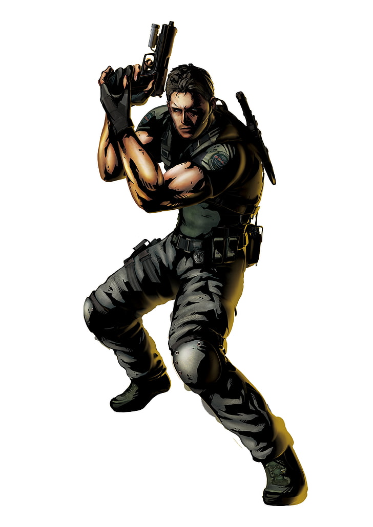 man holding gun illustration, Marvel vs. Capcom 3, Chris Redfield, Resident Evil, Resident Evil 5, Marvel vs. Capcom 3: Fate of Two Worlds, HD wallpaper