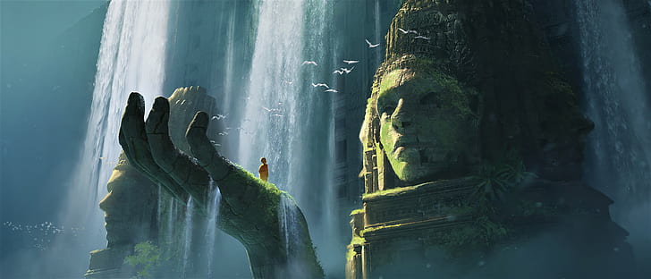 Jessica Woulfe, ruinas, maya (civilización), Budha, hinduismo, Fondo de pantalla HD