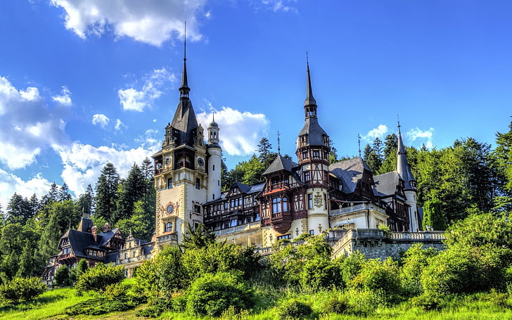 ปราสาท, ปราสาท Peles, โรมาเนีย, ฤดูร้อน, วอลล์เปเปอร์ HD