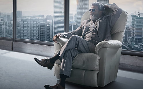 Rajinikanth Kabali Movie First Look, veste de costume à revers cranté gris pour hommes et pantalon de costume, films, films de Bollywood, bollywood, rajinikanth, 2016, Fond d'écran HD HD wallpaper