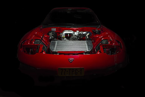 Motorraum, Auto, dunkel, Mazda RX7, Mazda, HD-Hintergrundbild HD wallpaper