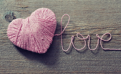 pink thread roll, love, heart, strings, romance, HD wallpaper HD wallpaper