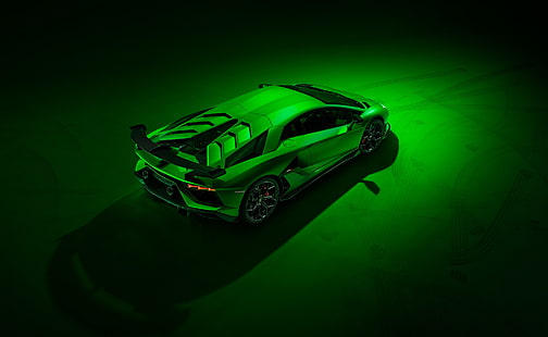 Lamborghini, Lamborghini Aventador SVJ, bil, grön bil, Lamborghini aventador, sportbil, superbil, fordon, HD tapet HD wallpaper