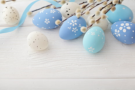 Pasqua, Verba, blu, primavera, uova, buona Pasqua, uova di Pasqua, Sfondo HD HD wallpaper