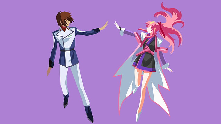 Anime, Mobile Suit Gundam Seed Destiny, Kira Yamato, Lacus Clyne, Minimalista, HD papel de parede