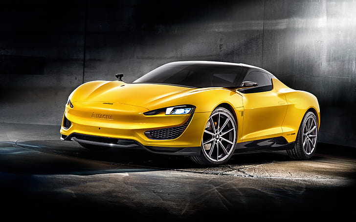 2015 Magna Steyr MILA Plus Hybrid Concept, yellow super car display, concept, hybrid, mila, magna, 2015, HD wallpaper