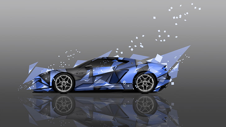 Lamborghini Asterion, auto, arte digitale, Lamborghini, riflessione, geometria, Supercar italiane, triangolo, Sfondo HD