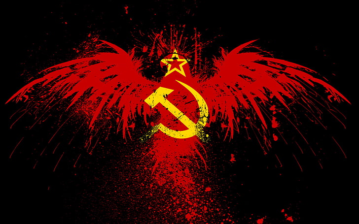 иллюстрация красного орла, молоток, СССР, HD обои