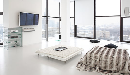 design, stil, interiör, megapolis, vardagsrum, stadslägenhet, takvåning i duplex, HD tapet HD wallpaper