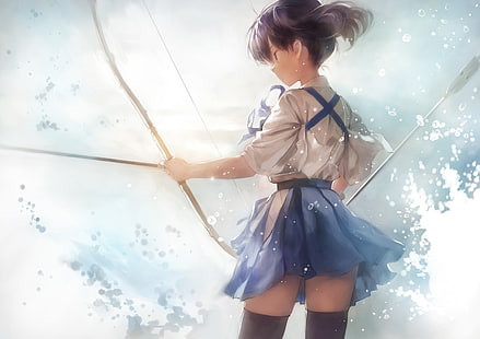 anime, anime girls, Kantai Collection, Kaga (KanColle), bow, HD wallpaper HD wallpaper