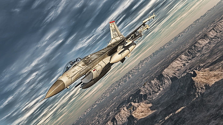 brauner und schwarzer Compoundbogen, General Dynamics F-16 Fighting Falcon, HD-Hintergrundbild