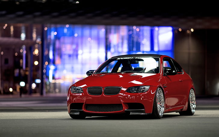 Vista frontal do carro vermelho BMW E92 M3, BMW, Vermelho, Carro, Frente, Vista, HD papel de parede