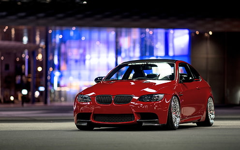 BMW E92 M3 coche rojo vista frontal, BMW, rojo, coche, frontal, vista, Fondo de pantalla HD HD wallpaper
