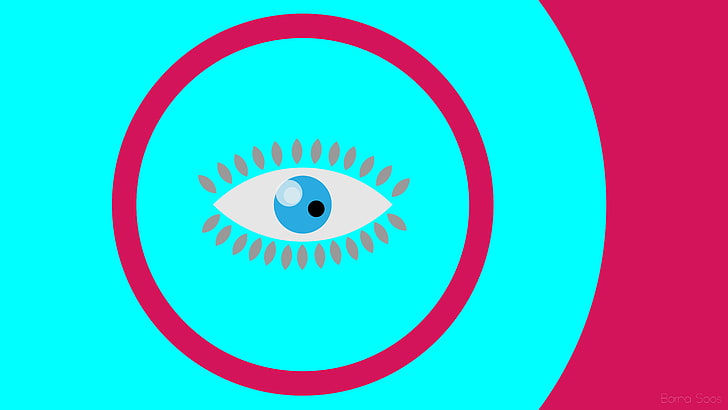 Ilustración del ojo azul, abstracto, minimalismo, ojos, Fondo de pantalla HD