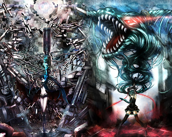 Atirador de Black Rock, garotas de anime, anime, Vocaloid, Hatsune Miku, Força (Atirador de Black Rock), HD papel de parede