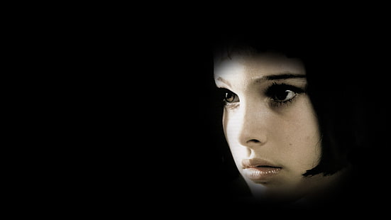movies, Natalie Portman, black background, Léon: The Professional, face, actress, HD wallpaper HD wallpaper