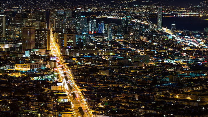 San Francisco beautiful city night, city lights, Francisco, Beautiful, City, Night, HD wallpaper