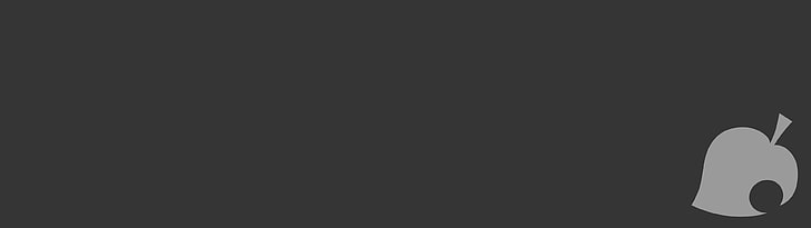 Ilustración de logotipo de hoja gris y negra, Animal Crossing New Leaf, Animal Crossing, New Leaf, logotipo, minimalismo, negro, gris, monitores duales, Fondo de pantalla HD