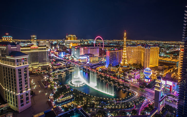 La ciudad de Las Vegas en Nevada América del Norte Vista del paisaje nocturno Air Hd Wallpape 2880 × 1800, Fondo de pantalla HD
