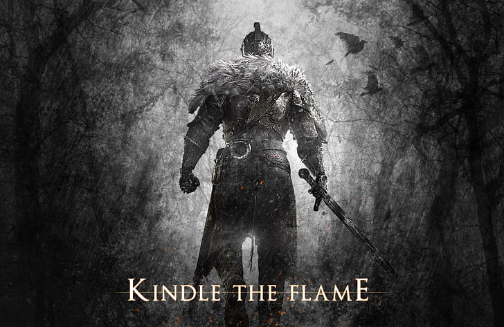Papel de parede do Kindle The Flame, Dark Souls, videogames, arte digital, arte da fantasia, espada, texto, Dark Souls II, HD papel de parede