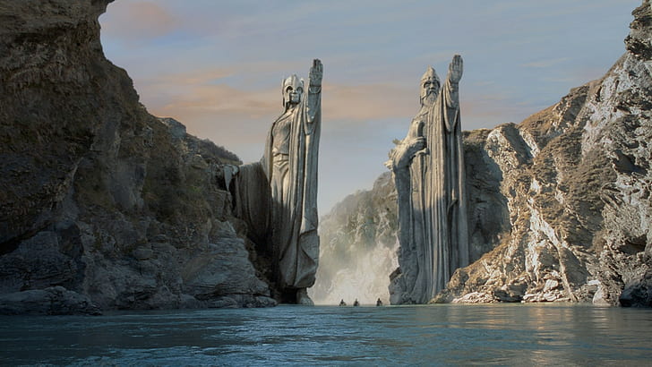 The Lord of the Rings: The Fellowship of the Ring, The Lord of the Rings, film, Argonath, Wallpaper HD