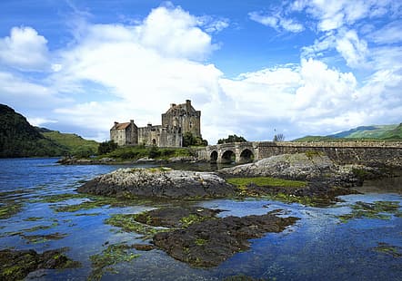 замък, Шотландия, замъкът Eilean Donan, HD тапет HD wallpaper