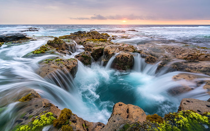 Wawaloli Beach Beach In Hawaii Sea Waves Stones Beautiful Picture Nature  Wallpaper Hd For Desktop 2880×1800, HD wallpaper