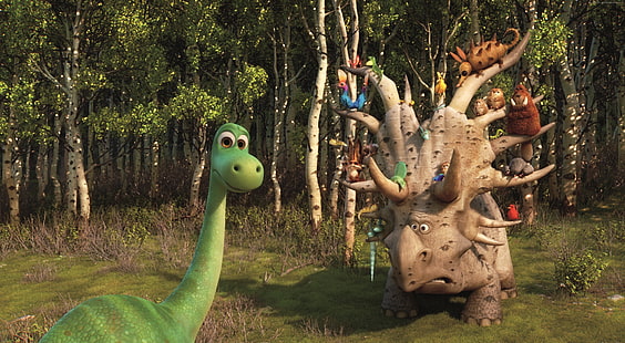 Брахиозавр, трицератопс, хороший динозавр, HD обои HD wallpaper