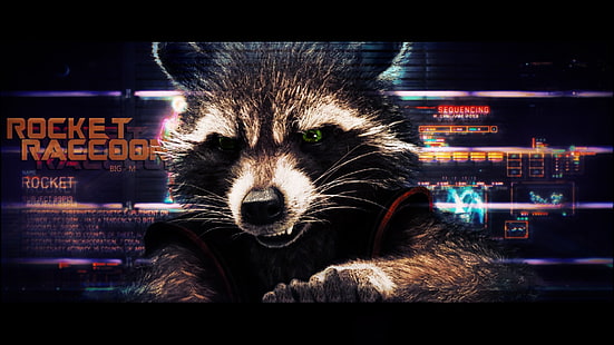 Ilustrasi Rocket Raccoon, Guardians of the Galaxy, film, Rocket Raccoon, Marvel Cinematic Universe, Wallpaper HD HD wallpaper