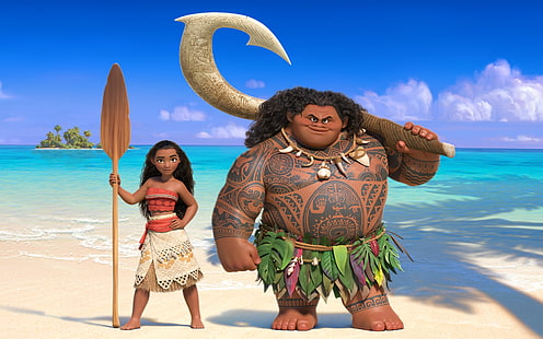 Мауи и принцеса Моана в Moana 201, тапет за филми на Moana, филми, холивудски филми, Холивуд, 2016, HD тапет HD wallpaper