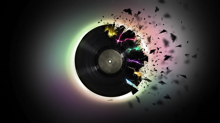 vinyle noir album record wallpaper, musique, vinyle, art numérique, coloré, illustrations, simple, fond simple, Fond d'écran HD