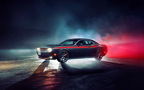 Dodge Challenger RT, auto sportiva nera e rossa, s, Cars s, Dodge Challenger RT, Sfondo HD HD wallpaper