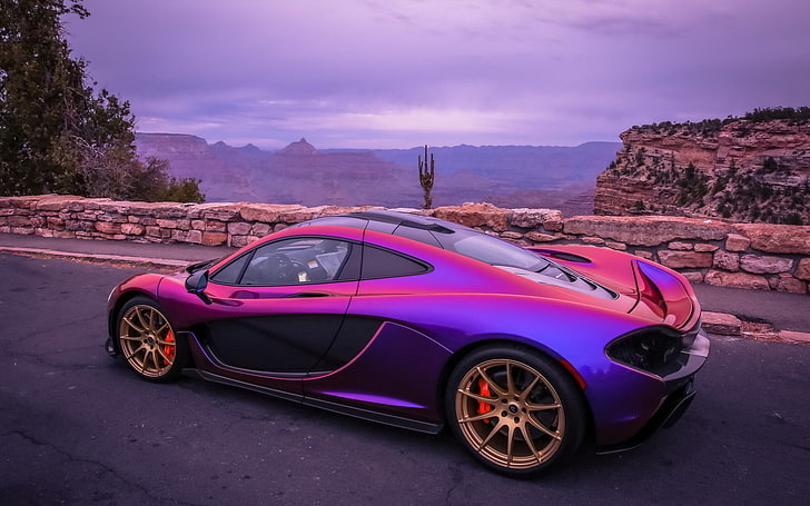 фиолетовый купе, McLaren P1, McLaren, суперкар, HD обои