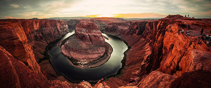 Banco de herradura, Arizona, paisaje, montañas, lago, desierto, curva de herradura, Fondo de pantalla HD HD wallpaper