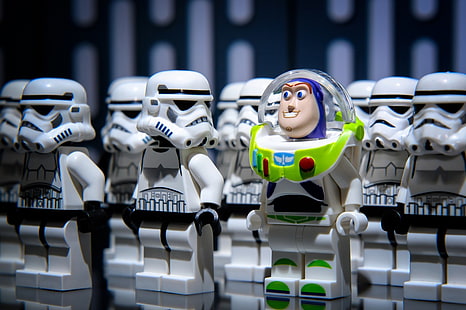 LEGO Buzz Lightyear e Stormtrooper mini figura muito, Buzz Lightyear, Star Wars, Stormtrooper, LEGO Star Wars, LEGO, Toy Story, HD papel de parede HD wallpaper