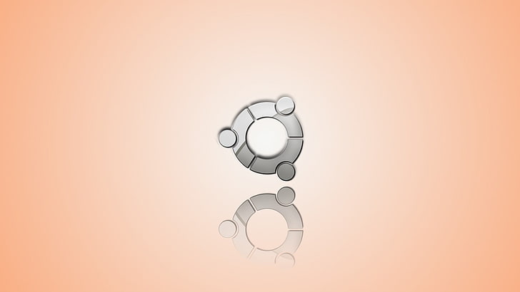 rund grå logotyp, Linux, Ubuntu, beige, beige bakgrund, logotyp, silver, minimalism, HD tapet