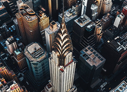 Empire State Building, Nowy Jork, miejski, pejzaż miejski, Nowy Jork, Manhattan, USA, Chrysler Building, Tapety HD HD wallpaper